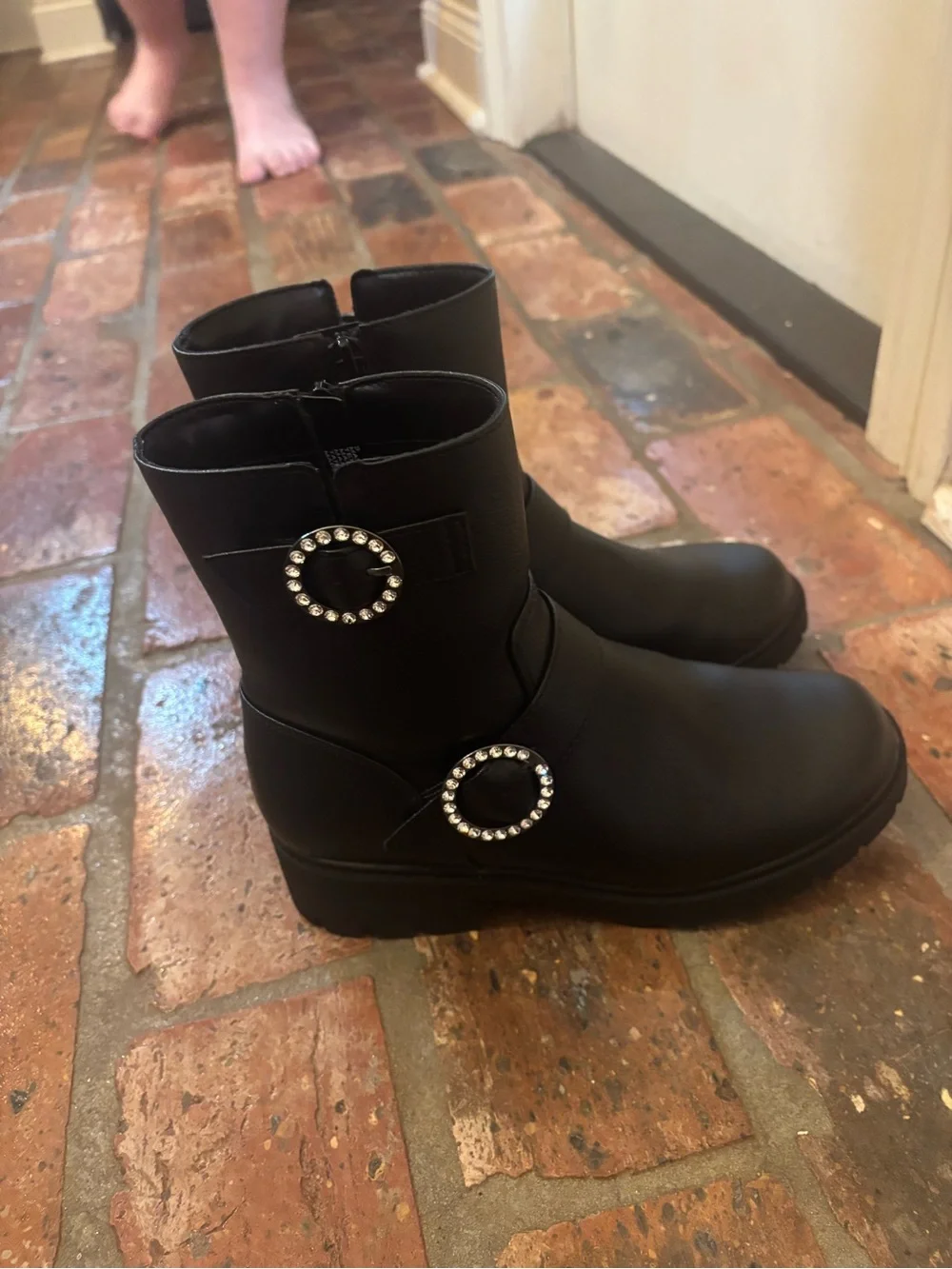Black Girls Chelsea Buckle Boots